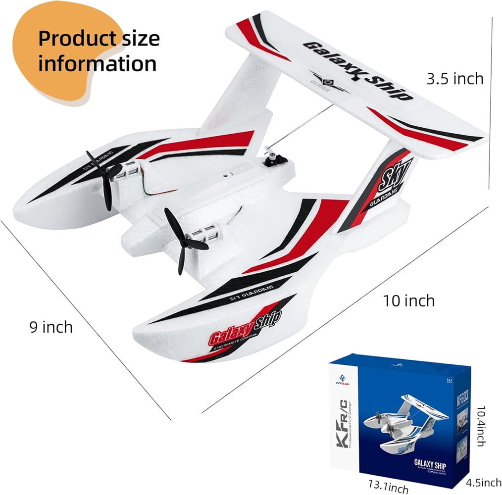 Roofworld RC Plane Boat KF603 2.4G 3CH Sea And Air RC Glider EPP Foam Water Land Flying Airplane Toys Gift(red)
