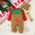 thumbnail image 2 of Atogsazn My First Christmas Baby Boy Girl Outift Infant Long Sleeve Romper Newborn Jumpsuit with Hat Winter Clothes Brown 0-3 Months on Clearance, 2 of 7