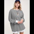 thumbnail image 4 of Camiseta de Larga Extragrande para Mujer, Túnica A Rayas con Bloques de Color, Sudadera Holgada de Otoño con Cuello Redondo y Negro XL, 4 of 8