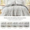 thumbnail image 3 of Madison Park Gia King/Cal King Back Print Long Faux Fur Mink Comforter Mini Set - Gray/White, 3 of 9
