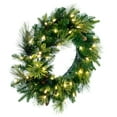 thumbnail image 3 of Vickerman 24" Emerald Mixed Fir Artificial Christmas Wreath with LED Warm White Lights, 3 of 6