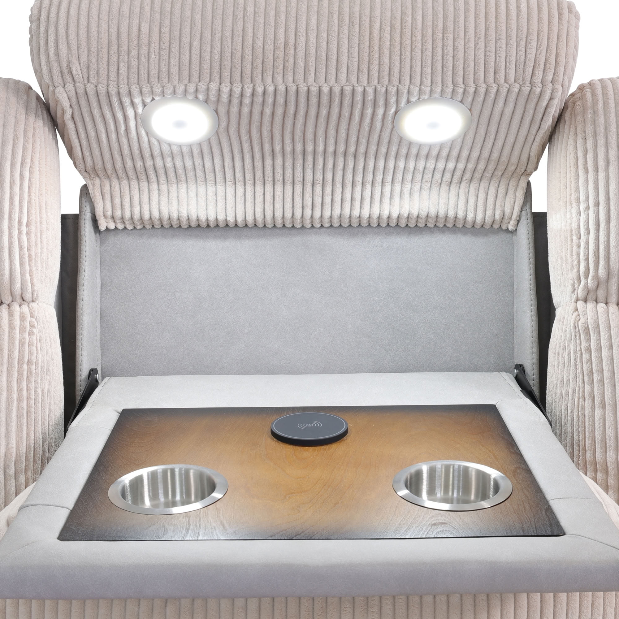 MAYEERTY Intelligent 3-Seater Recliner Sofa, Wear-Resistant Fabric with Wireless Charging & LED for Family Living Rooms