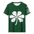 thumbnail image 2 of Uootdi T-Shirts à Manches Courtes pour Femmes Col Rond Trèfle Graphique Usé Tenue Décontractée Quotidienne Cadeau, 2 of 7