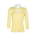 thumbnail image 6 of Joan Vass NY Crew Neck 3-4 Sleeve Ribbed Pullover Cutout Chest Detail Knit Top-LIGHT GREEN / XS, 6 of 23