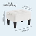 thumbnail image 5 of LEDREM Small Ottoman Foot Stool with Thick Cushion, Footrest with Sturdy Angled Legs for Living Room, Bedroom, Entryway, White and Black, 5 of 7