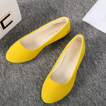 

Yinguo Women Girls Solid Big Size Slip On Flat Shallow Comfort Casual Single Shoes