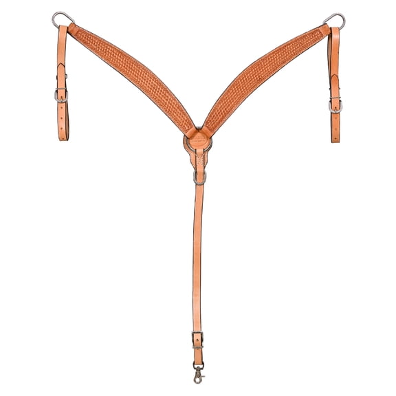 HILASON Western Genuine Leather Horse V Shaped Breast Collar Oiled Tan