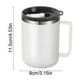 thumbnail image 3 of Insulated Travel Mug with Handle 14 oz, Leak Proof Stainless Steel Coffee Cup with Push Button Lid, Double Wall Vacuum Office Coffee Mug for Commute, White, 3 of 6