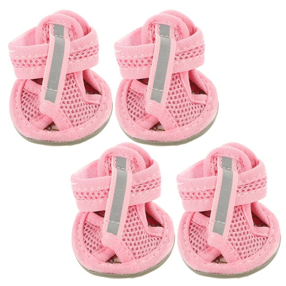 UKCOCO 4pcs Dog Sneakers Anti-slip for Summer Beach Activities Pink Color