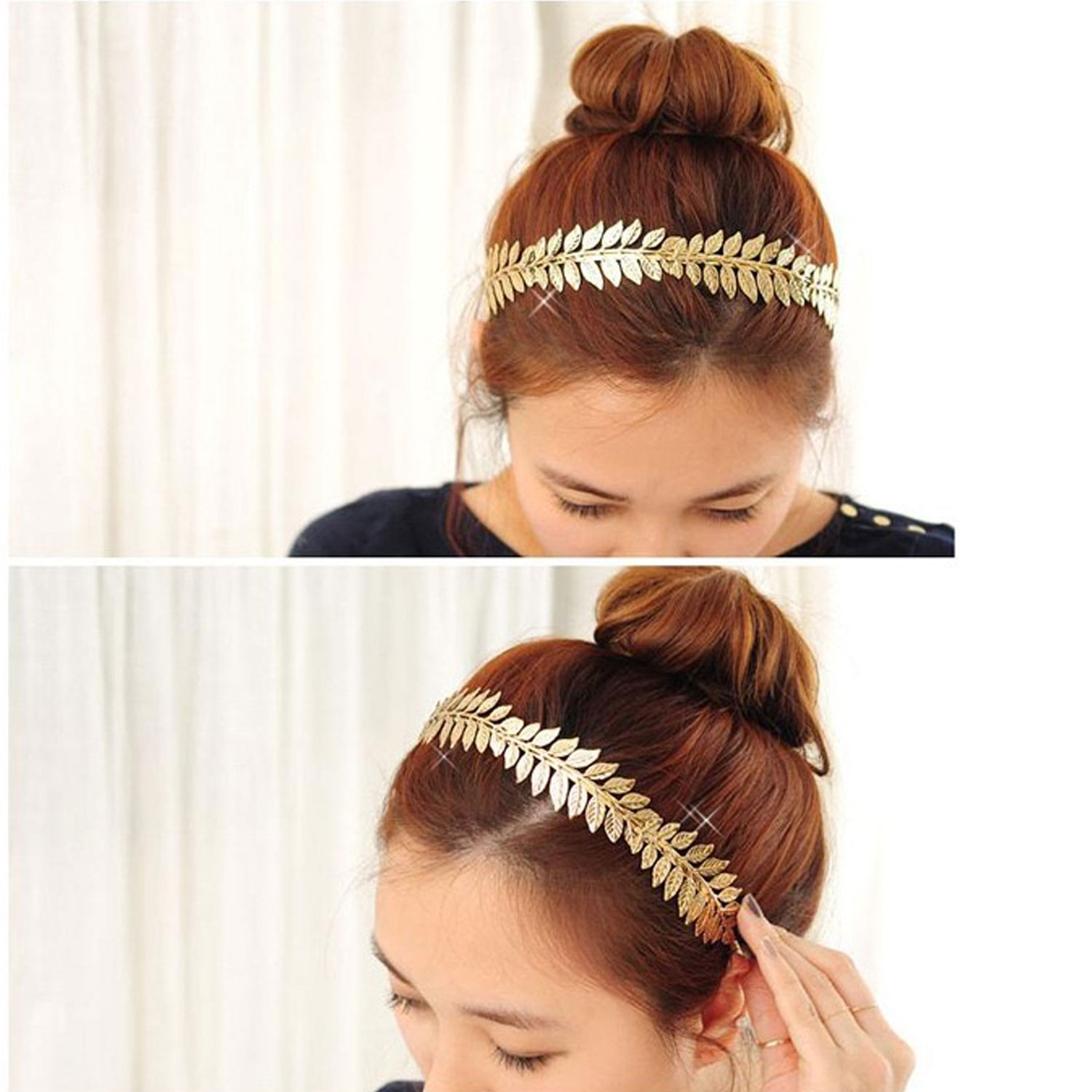 Gold Leaf Branch Hair Band, Goddess Crown Headband Bridal 