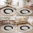 thumbnail image 4 of Round Area Rugs 5Ft, Grey Striped Non-Slip Washable Circle Rugs Carpet, Black Geometric Vintage Stripes Ombre Indoor Outdoor Rug Floor Mats Throw Runner for Bedroom Living Room Bathroom, 4 of 8