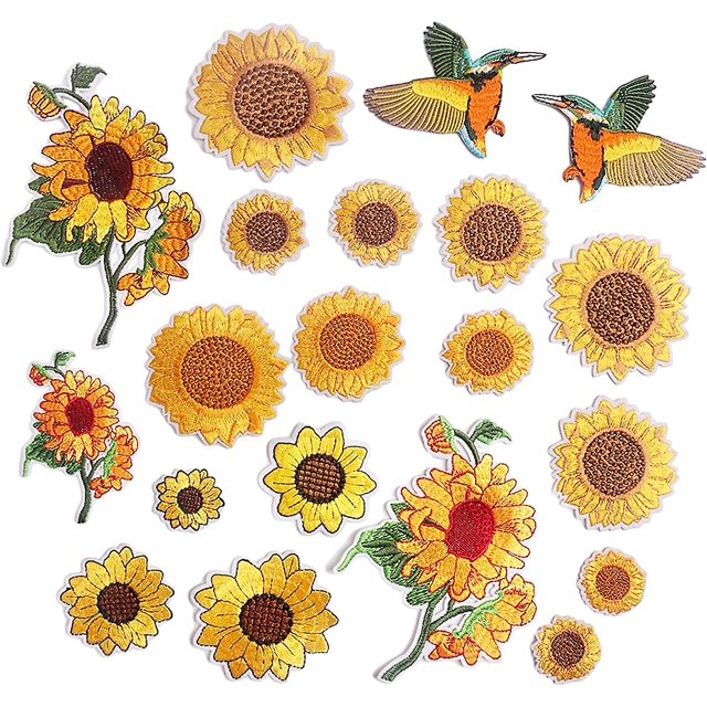 Parche termoadhesivo de mariposa, pájaro y girasol de 20 piezas para ropa, mochila y gorras. Rojo Verde Cocina, Decoración y Otros