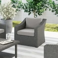 thumbnail image 3 of Martha Stewart Indoor-Outdoor Patio Accent Chair in Gray Rattan Wicker with Gray All-Weather Cushions, 3 of 12