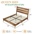 thumbnail image 4 of Merluxy Queen Size Solid Wood Bed Frame, Mid Century Platform Bed with Reclining Slatted Headboard, Wood Slat Support/Noise Free, Light Brown, 4 of 8