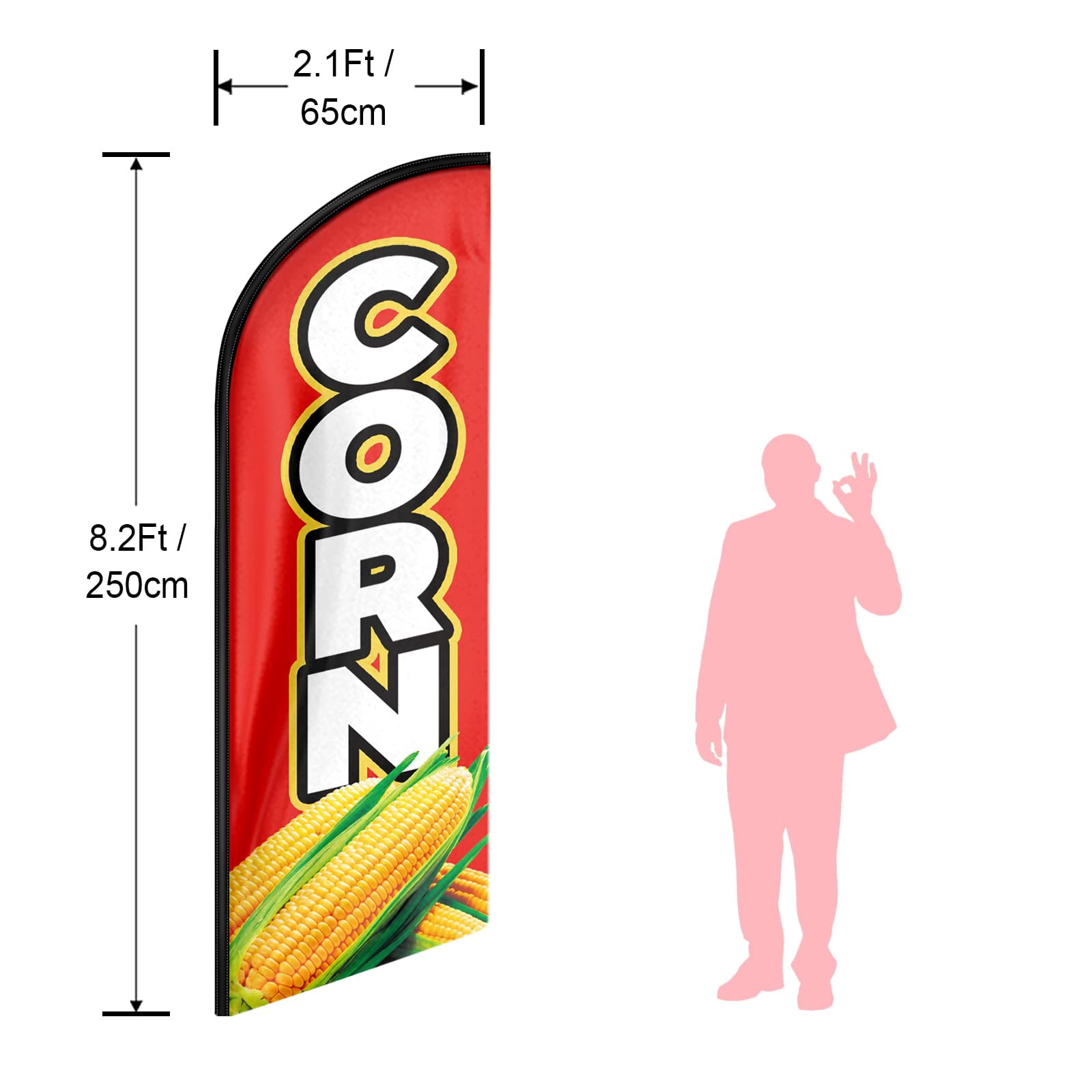 Corn Sign Feather Flag,8FT Corn  Outdoor Advertising Flag, Corn  Business Sign,Corn  Swooper Flag（FLAG ONLY）