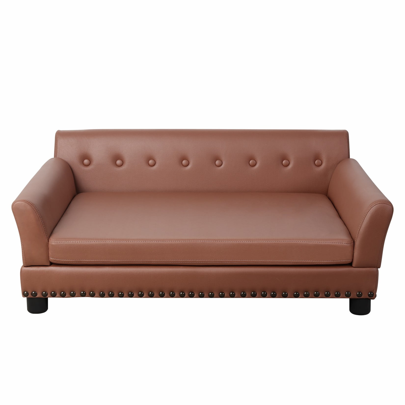 BingoPaw Rectangle Pet Couch Chair Sofa Dog Bed, Large, Brown, 42-in.