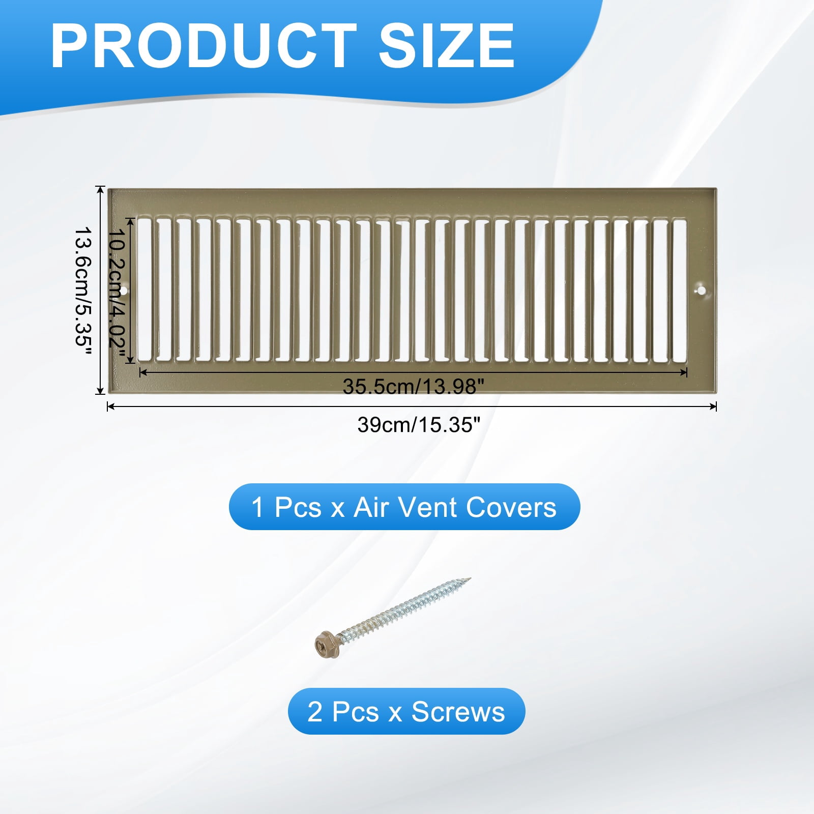 4" x 14" Duct Opening Vent Cover, Toe Kick Vent Cover HVAC for Wall Floor, Brown-Outer Size: 5.4" x 15.4"