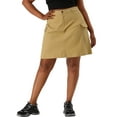 thumbnail image 5 of Plus Size Skirt for Women A Line Causal Above Knee Zip Front Flare Skirts 2025 1X Khaki, 5 of 8