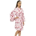 thumbnail image 2 of Bimba Women's Pink Long Sleeve Kimono Coverup Robe Floral Print Sleepwear - 22, 2 of 4