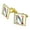 Gold, variant on Letter N Floral Monogram Initial Square Cufflink Set - Silver or Gold