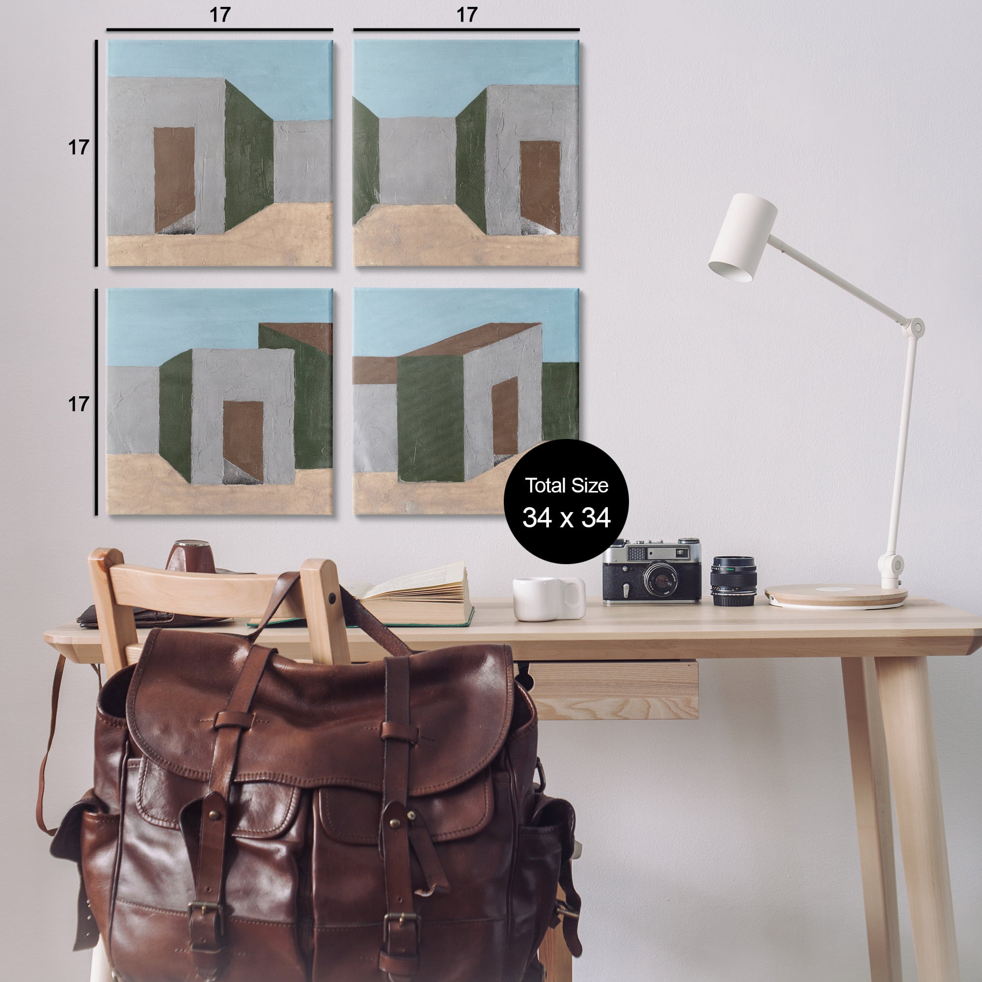 Stupell Industries Desert Modular Houses Buildings & Architecture Painting Wrapped Canvas Art Print Wall Art, 17 x 17, Set of 4