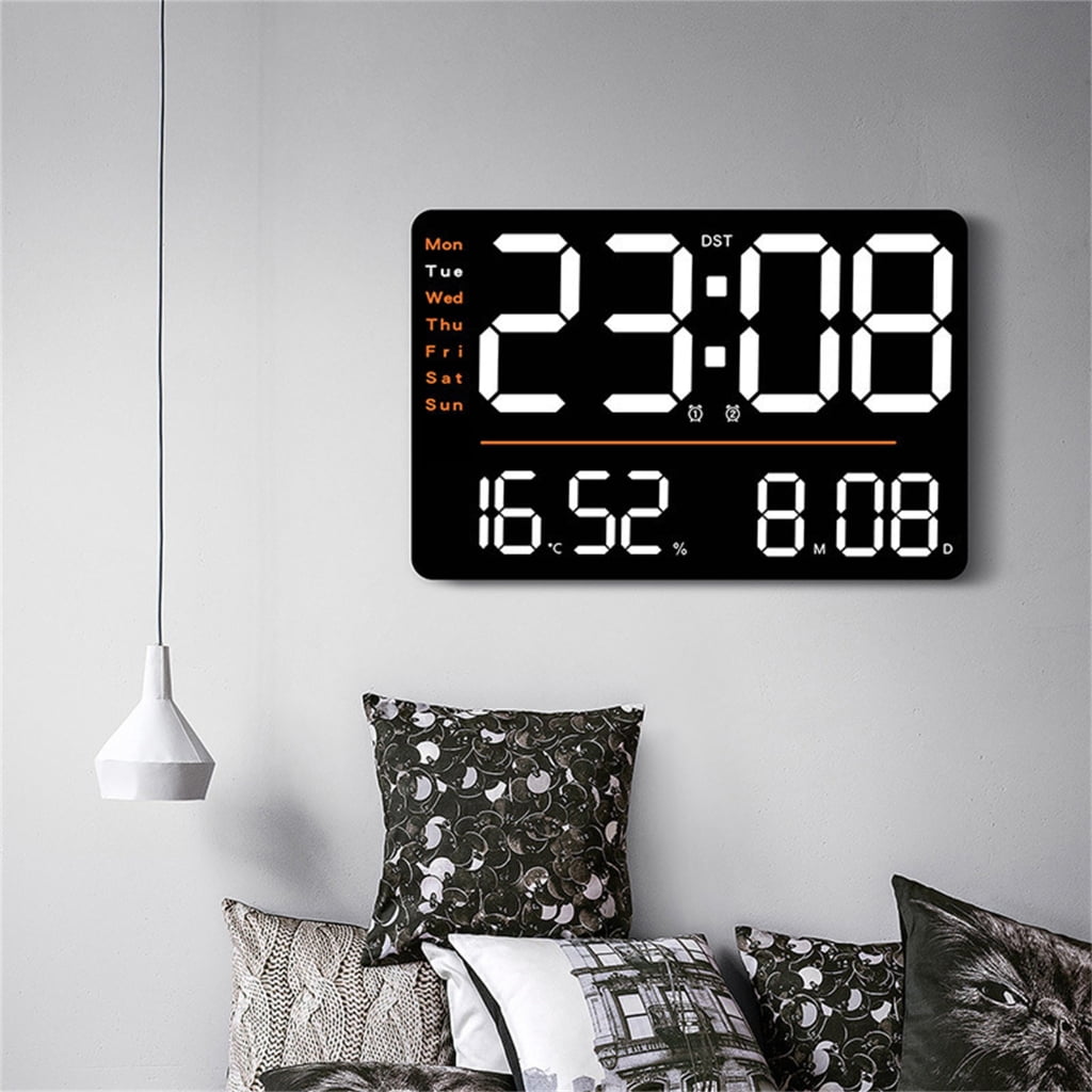 Large Screen LED Digital Clock With Temperature Hygrometer Monitor Remote Control