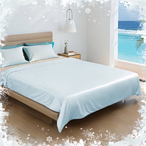 SUNNY HEAT Cooling Summer Comforter King Size 90"x108", Double-Sided Breathable Silk Summer Blanket for Hot Sleepers, Aqua Blue