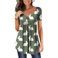 thumbnail image 1 of Blusa con estampado de manga corta y cuello redondo con botones informales y cómodos a la moda para mujer OAVQHLG3B Store  lin121212, 1 of 3