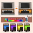 thumbnail image 4 of ENYOPRO TV Stand with Lights, Modern TV Cabinet for 70 inch TV, High Gloss TV Entertainment Center with 2 Storage Drawers for Living Room, Bedroom, Walnut + Black, TE2393, 4 of 10