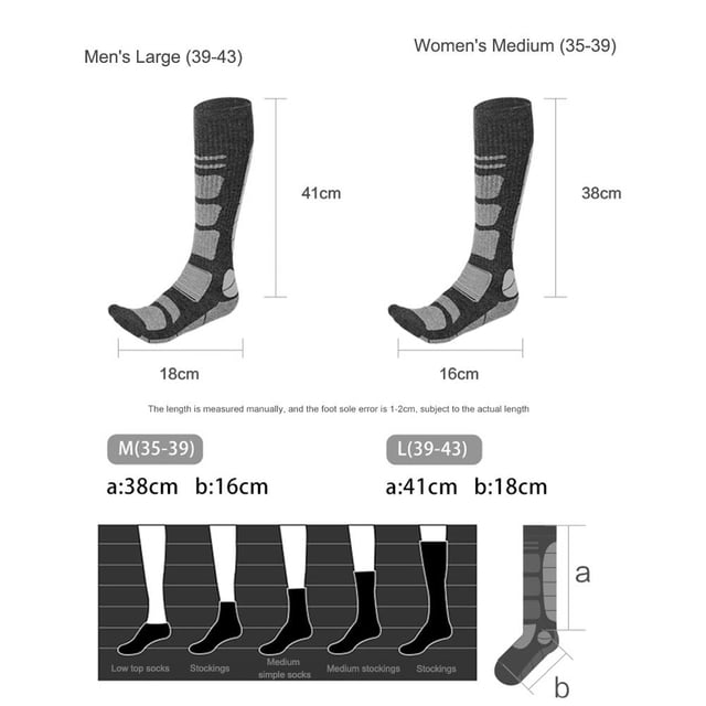 Calcetines de lana para senderismo Unisex Invierno Absorción de impactos para exteriores (Negro Gris claro) Likrtyny Para estrenar