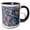Black/White, variant on 3drose, Africa, Morocco, Chefchaouen. Blue Railing on Decorated Tile Wall., 15oz Mug
