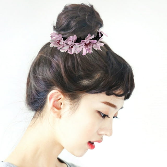 unbranded Scrunchie De Tela Con Flor Artificial En Color Ideal Para Uso Diario Y Fiesta