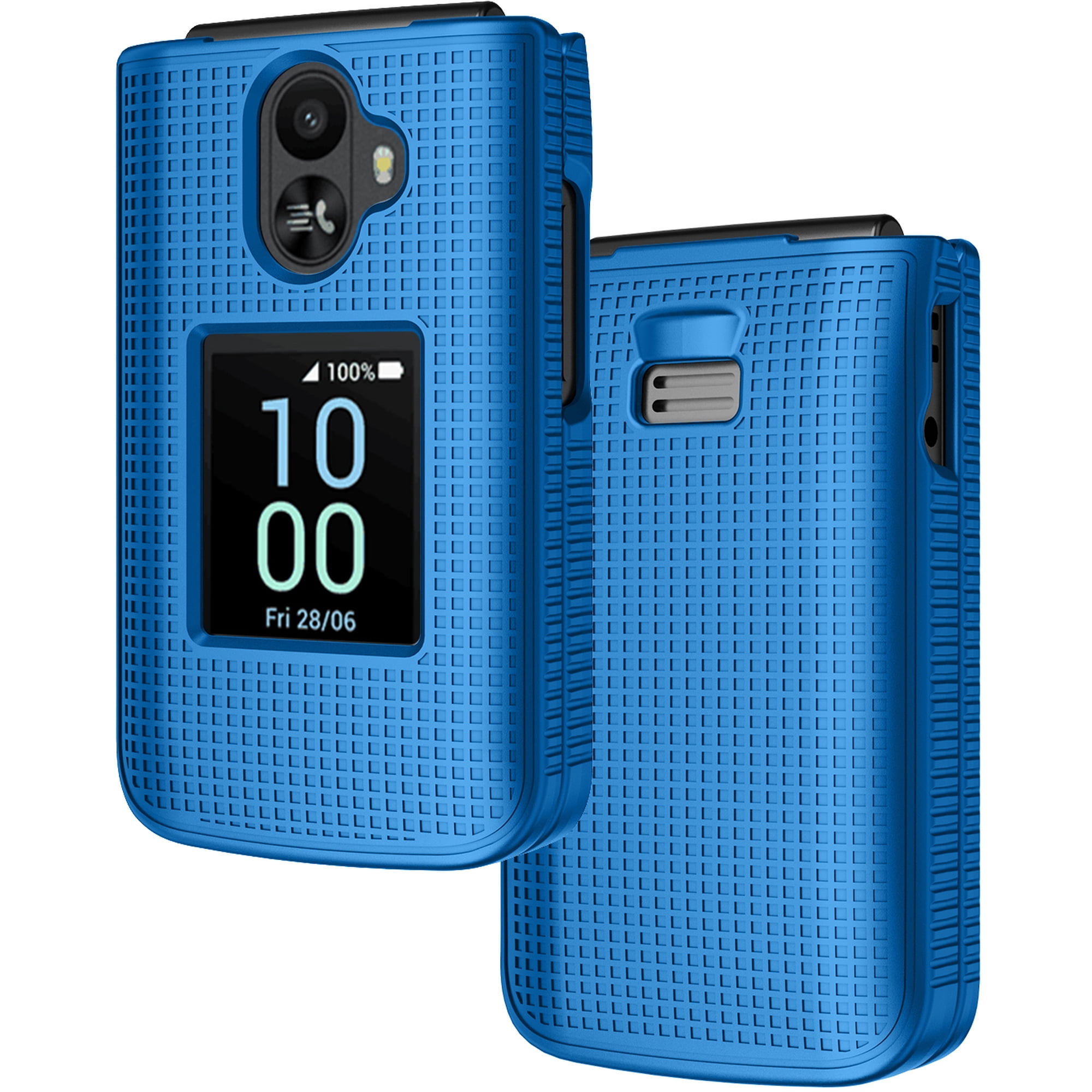 Case for TCL Flip 3 Phone, Nakedcellphone Slim Hard Shell Protector Cover [Anti-Fingerprint, Grid Texture] for T435 (2024) - Cobalt Blue