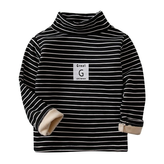 AWZXDE Childrens Striped High Neck Long Sleeve Boys And Girls Thermal Base Layer Long Sleeve Tops For Winter