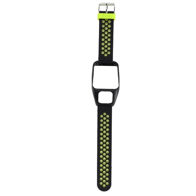 Correa de reloj de pulsera de silicona con correa de reloj inteligente de doble color con hebilla para TOMTOM Runner3 Adventurer (negro verde)