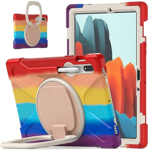 Colorful Case For Samsung Tab S7 11 Inch T870 With Pen Holder, Big Adjustable Ring Stand, Shock Protection Cover