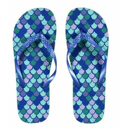 

Women s Sexy Scales Rubber Flip-Flops - Aqua Blue [Size S 5/6]