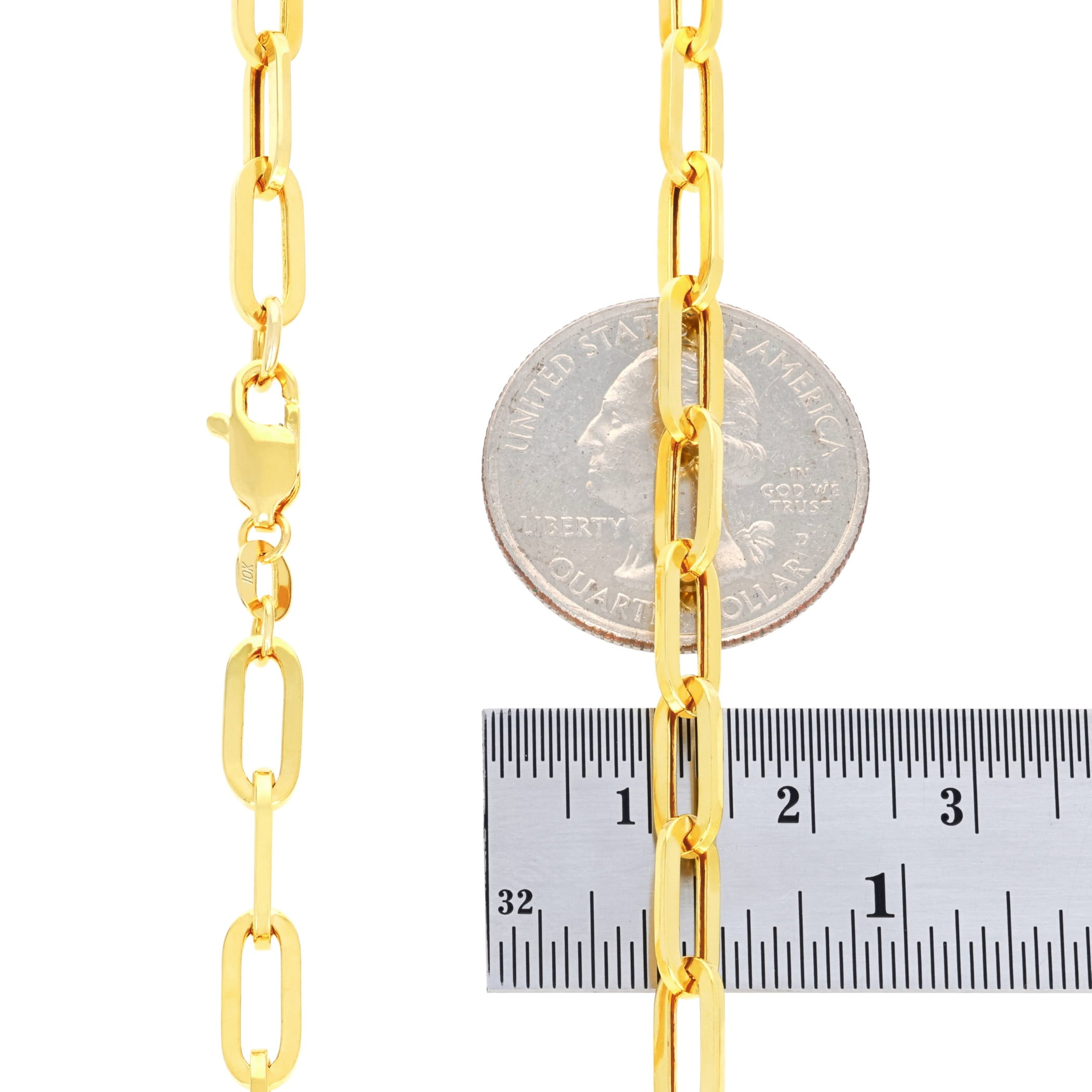 Nuragold 10k Real Yellow Gold Paperclip 5mm Elongated Cable Link Necklace (16"-24") Dainty Italian Jewelry for Men & Women