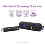 Roku Streaming Stick 4K - HDR & Dolby Vision Roku Streaming Device للتلفزيون مع Voice Remote و Long-Range Wi-Fi - Free & Live TV