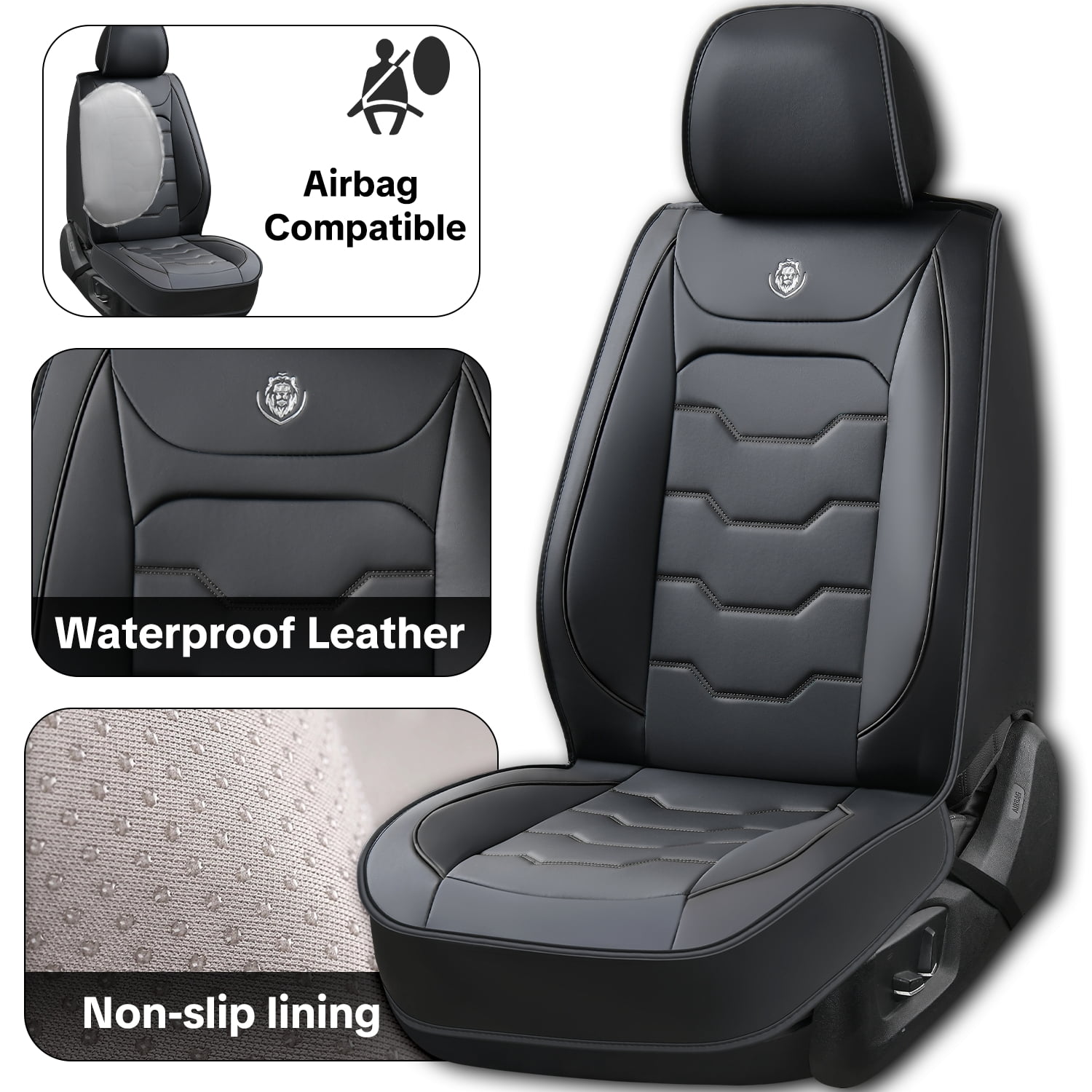 2007 Car Seat Cover for Toyota Yaris S , Black Car Seat Covers, Waterproof Leather 5 Seats Full Set Easy to Clean and Install Beautify Interior, Give Your Interior a New Look
