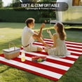 thumbnail image 4 of Outdoor Rug 4x6 ft Red White Vintage Striped Waterproof Outdoor Patio Rug Mat Non Slip Outside Area Rugs Carpet for RV,Camping,Porch,Deck,Pool,Balconybackyard,Abstarct Modern Geometric Art, 4 of 9