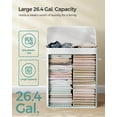 thumbnail image 3 of 100L Laundry Hamper with Lid Bamboo Laundry Basket with Liner Bag Foldable Storage Hamper with Handles White, 3 of 9