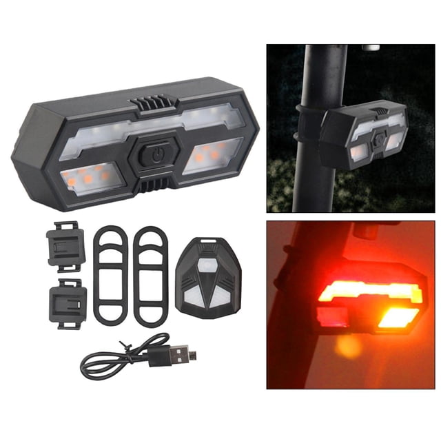 Lámpara trasera de bicicleta Advertencia Ciclismo Ciclismo con alarma 6 modos Lámpara de señal de de control remoto Bicicleta trasera