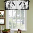 thumbnail image 3 of Halloween Curtain Valances for Windows, Kitchen Valance Window Treatments Panel 2 Pack, Black White Skull Crow Rod Pocket Short Curtains for Bathroom Bedroom 42 x 12 Inch, 3 of 8