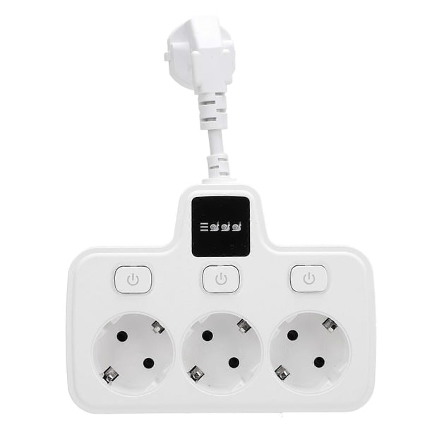 Power Socket with Independent Switch Multi Outlets Adapter 3 Way 2 Prong AC Grounding Outlet Extender White