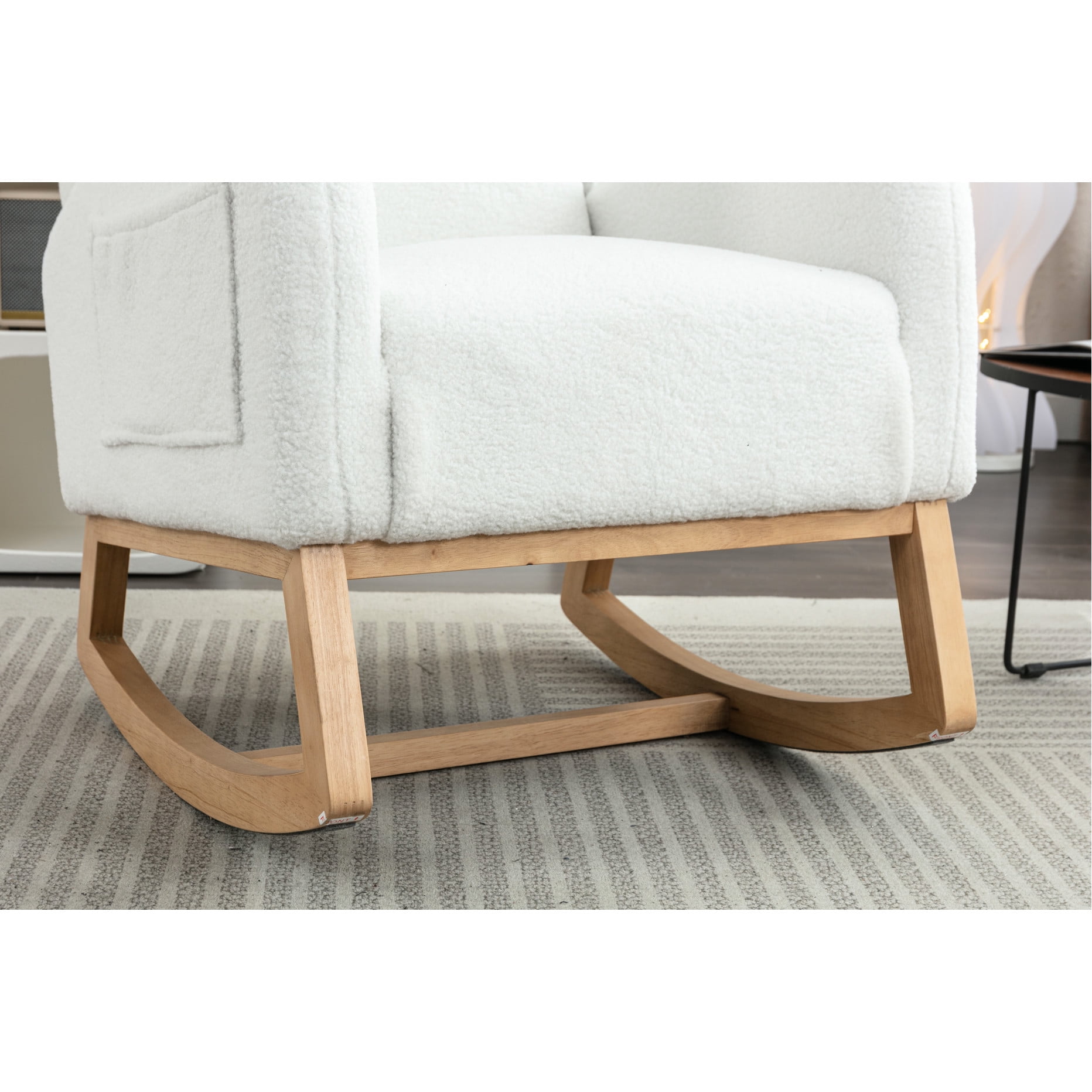Rocking Chair With Luxury Fabric And Hardwood Frame Foam Filled Solid Pattern
