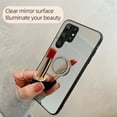 thumbnail image 4 of Mirror Phone Case for Samsung Galaxy S23 Ultra with Diamond Ring Holder Bracket Clear Imaging Cover, Slim Thin Fit Make Up Soft Silicone Bumper Shockproof Lens Protection Case for Women Girls,Gold, 4 of 7