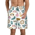 thumbnail image 2 of Uemuo Cartoon Animals Pattern Men's Swim Trunks Hawaiian Beach Bathing Suit Swimsuits Beach Quick-Dry Shorts with Pockets-Medium, 2 of 9