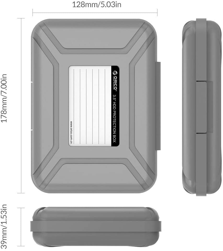 ORICO 5 Pack 3.5 Inch Hard Drive Box Protective Box Storage Case Cover