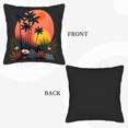 thumbnail image 6 of Set of 2 Tropical Throw Pillow Covers 18x18in - Vibrant Sunset Design with Palm Trees & Exotic Flowers for Couch Bed Car Decor, 6 of 8